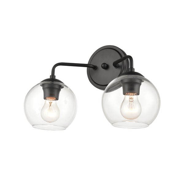 Black vanity deals light 2 bulb