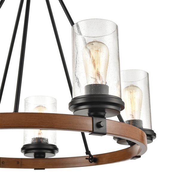 Millennium Lighting Taos 5-light Matte Black/wood Grain Traditional Cage Chandelier