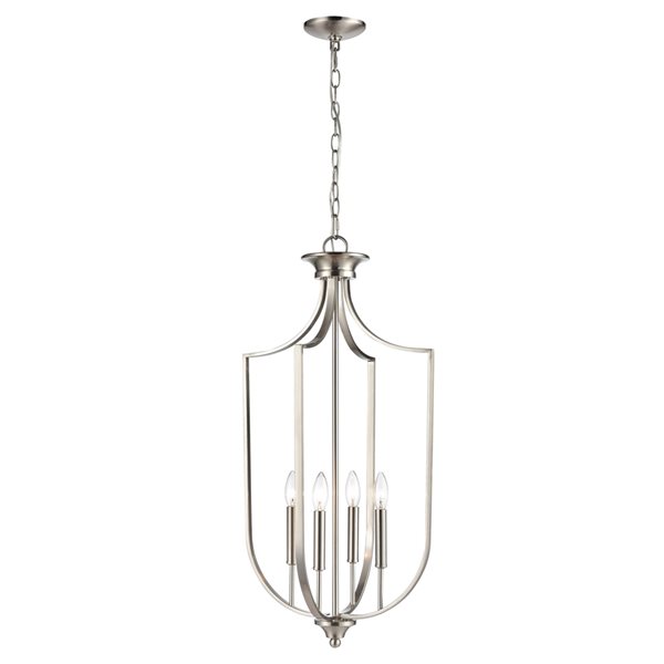 Millennium Lighting Brushed Nickel 4-Light Traditional Clear Glass Dome Pendant Light
