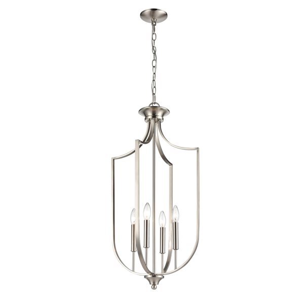 Millennium Lighting Brushed Nickel 4-Light Traditional Clear Glass Dome Pendant Light