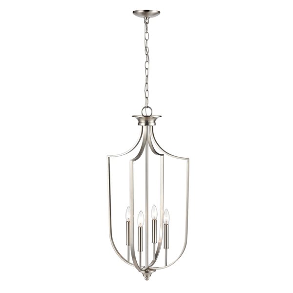 Millennium Lighting Brushed Nickel 4-Light Traditional Clear Glass Dome Pendant Light