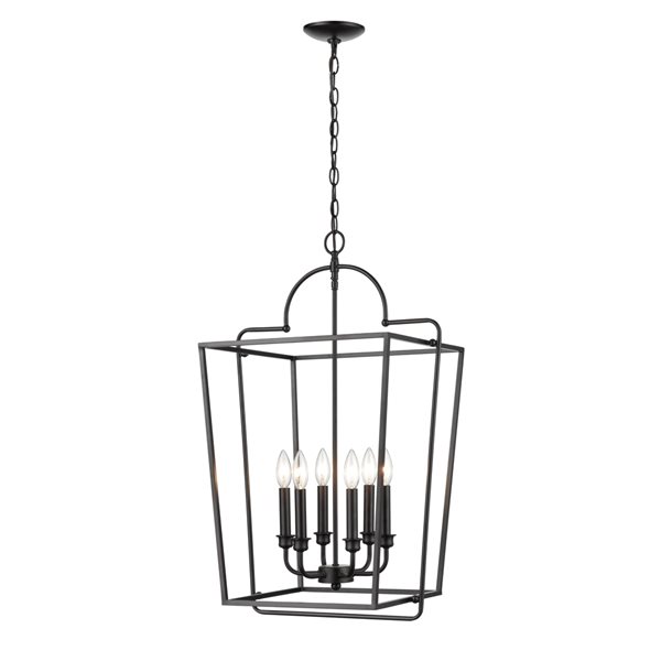 Millennium Lighting Matte Black 6-Light Traditional Clear Glass Dome Pendant Light