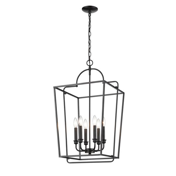 Millennium Lighting Matte Black 6-Light Traditional Clear Glass Dome Pendant Light