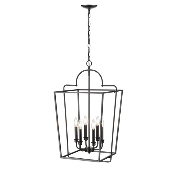 Millennium Lighting Matte Black 6-Light Traditional Clear Glass Dome Pendant Light