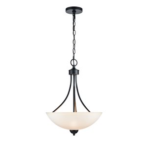 Millennium Lighting Matte Black Traditional Etched Glass Dome Pendant Light