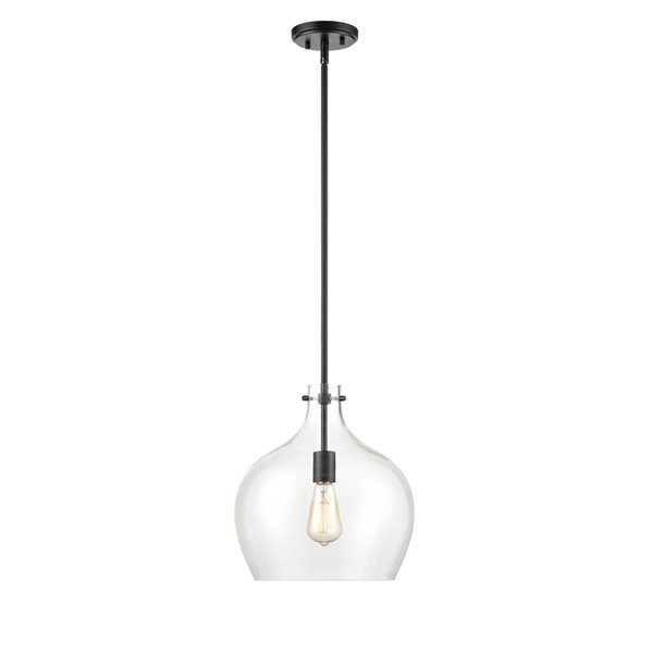 Millennium Lighting Matte Black Clear Glass Dome Pendant Light