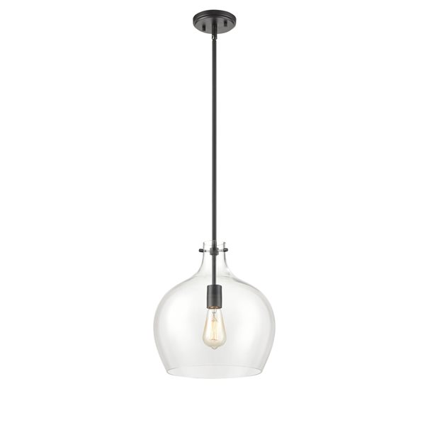 Millennium Lighting Matte Black Clear Glass Dome Pendant Light