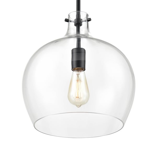 Millennium Lighting Matte Black Clear Glass Dome Pendant Light