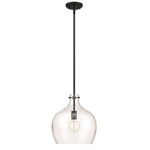 Millennium Lighting Matte Black Clear Glass Dome Pendant Light