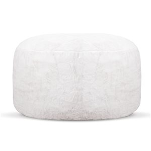 Gouchee Home Simcoe 50-in White Faux-Fur Foam Bean Bag Chair