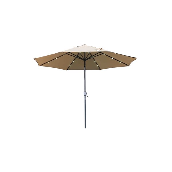 Velago Denia 10-ft Mocha Polyester Octagonal Market Patio Umbrella with LED Lighting