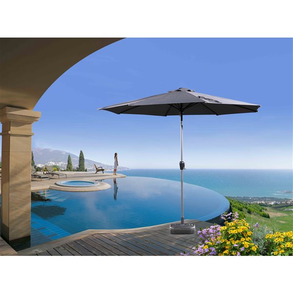 Velago Denia 10-ft Dark-Grey Polyester Octagonal Market Patio Umbrella
