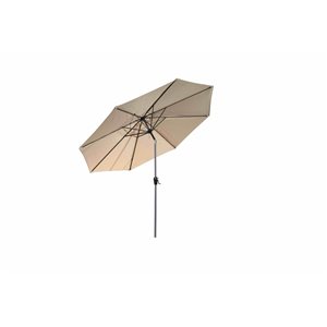 Parasol de patio octogonal à manivelle en polyester moka Velago Gandia, 10 pi