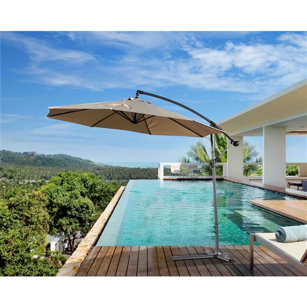 Velago Gandia 10-ft Mocha Polyester Octagonal Cantilever Patio Umbrella