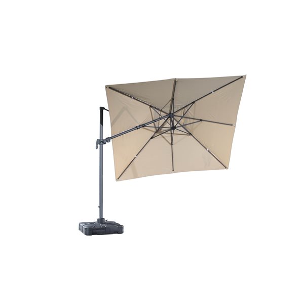 Velago Sabia 10-ft Mocha Polyester Square Cantilever Patio Umbrella Crank with Base