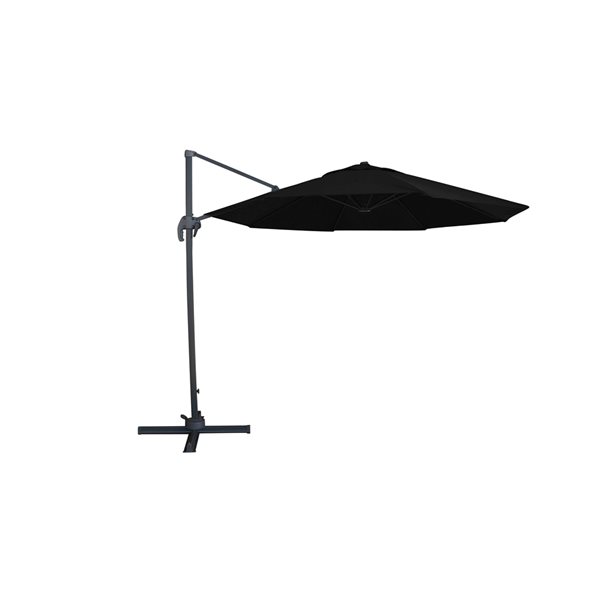 Parasol octogonal suspendu en polyester noir Valance de Velagio 10 pieds