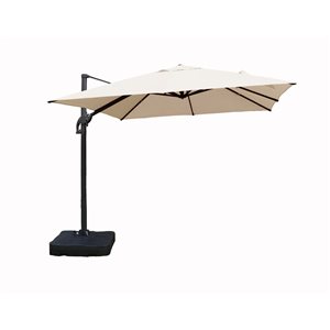 Velago Sabia 10-ft Beige Polyester Square Cantilever Patio Umbrella Crank with Base