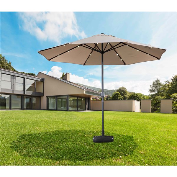 Velago Denia 10-ft Beige Polyester Octagonal Market Patio Umbrella with LED Lighting