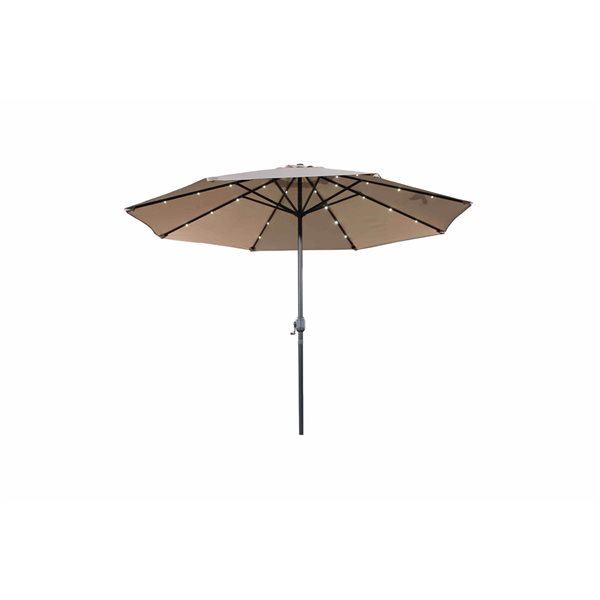 Velago Denia 10-ft Beige Polyester Octagonal Market Patio Umbrella with LED Lighting