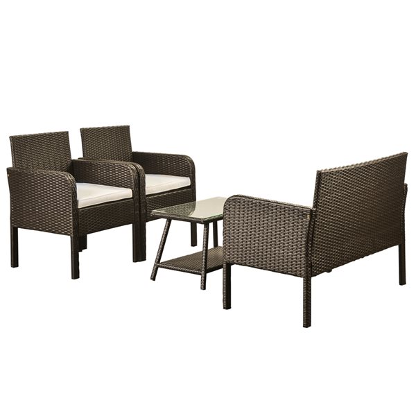 CASAINC 4-Piece Metal Frame Patio Conversation Set with Beige Cushions ...