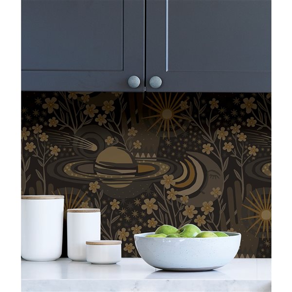 Pip & Lo Ethereal Cosmos 30.75-sq. ft. Brown Vinyl Peel and Stick Wallpaper