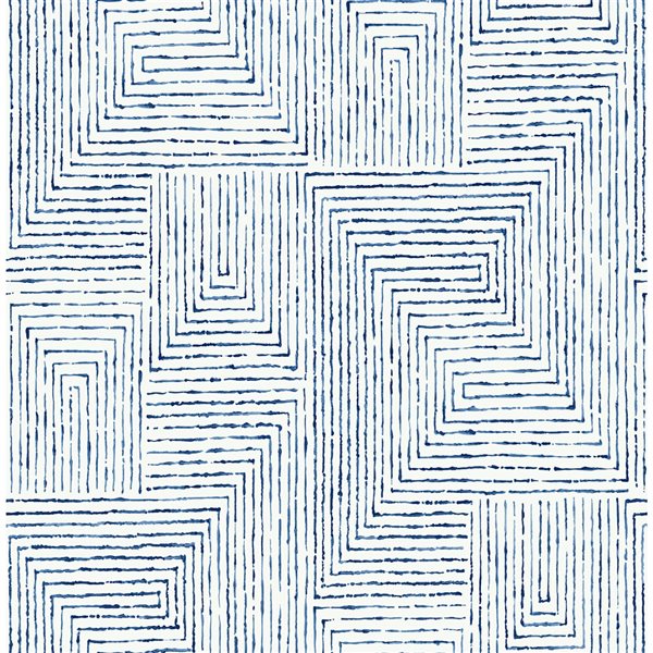 Scott Living Ink 30.75-sq. ft. Blue and White Vinyl Geometric Peel and Stick Wallpaper