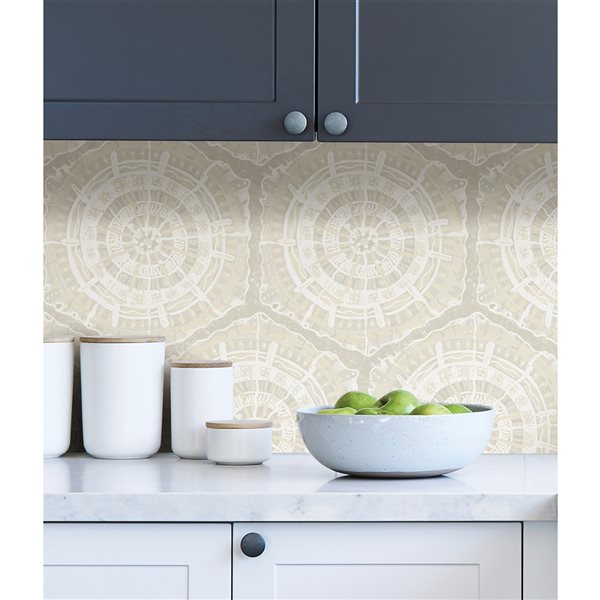 Lili WhittWhitt Harmony 30.75-sq. ft. Cream Vinyl Geometric Peel and Stick Wallpaper