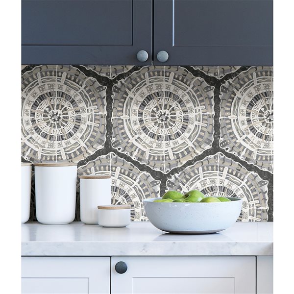 Lili WhittWhitt Harmony 30.75-sq. ft. Grey Vinyl Geometric Peel and Stick Wallpaper