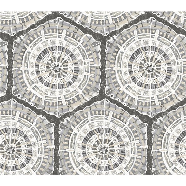 Lili WhittWhitt Harmony 30.75-sq. ft. Grey Vinyl Geometric Peel and Stick Wallpaper