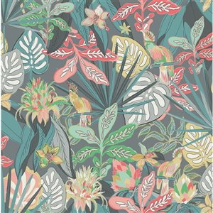 Vera Bradley Rain Forest 31.3-sq. ft. Multicolour Floral Vinyl Peel and Stick Wallpaper