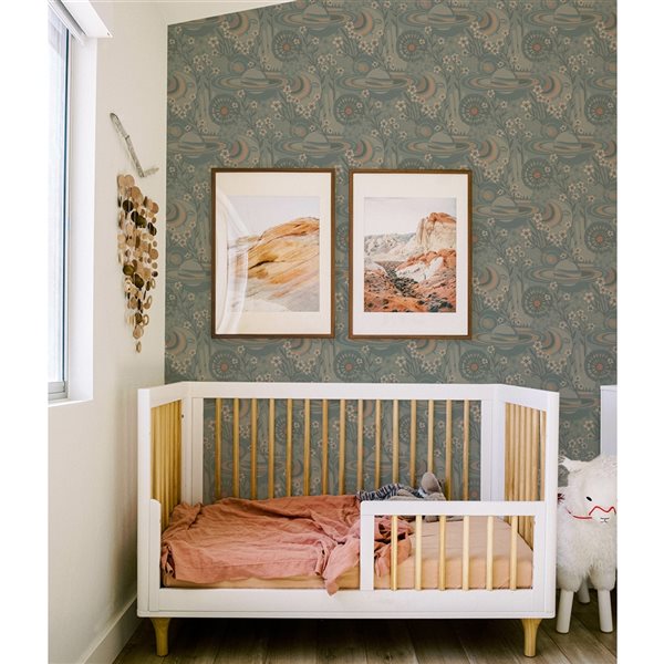 Pip & Lo Ethereal Cosmos 30.75-sq. ft. Teal Vinyl Peel and Stick Wallpaper