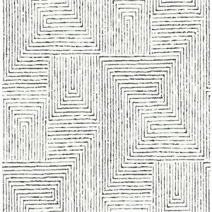 Papier peint autocollant Ink par Scott Living en vinyle noir et blanc à motif géométrique de 30.75pi²