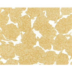 A-Street Prints x Karen Revis Roses Ochre 135-in W x 108-in H Unpasted Wall Mural