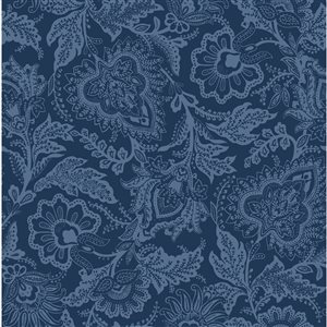 Vera Bradley Java 30.75-sq. ft. Indigo Vinyl Floral Peel and Stick Wallpaper