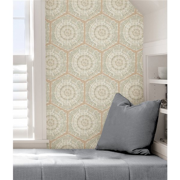 Lili WhittWhitt Harmony 30.75-sq. ft. Orange Vinyl Geometric Peel and Stick Wallpaper