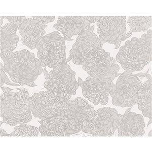 A-Street Prints x Karen Revis Roses Grey 135-in W x 108-in H Unpasted Wall Mural