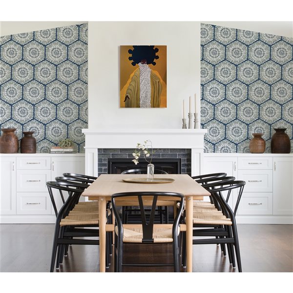 Lili WhittWhitt Harmony 30.75-sq. ft. Blue Vinyl Geometric Peel and Stick Wallpaper