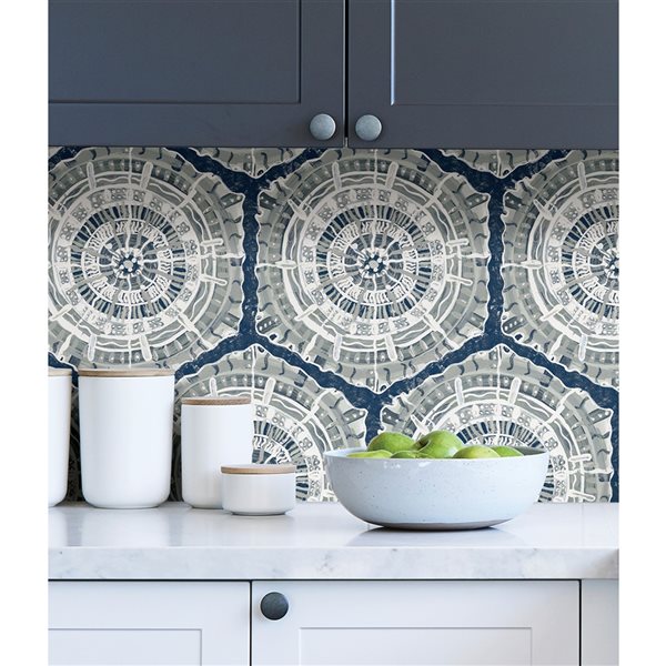 Lili WhittWhitt Harmony 30.75-sq. ft. Blue Vinyl Geometric Peel and Stick Wallpaper