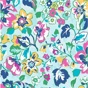 Vera Bradley Sunny Garden Multicolour 31.3-sq. ft. Vinyl Floral Peel and Stick Wallpaper
