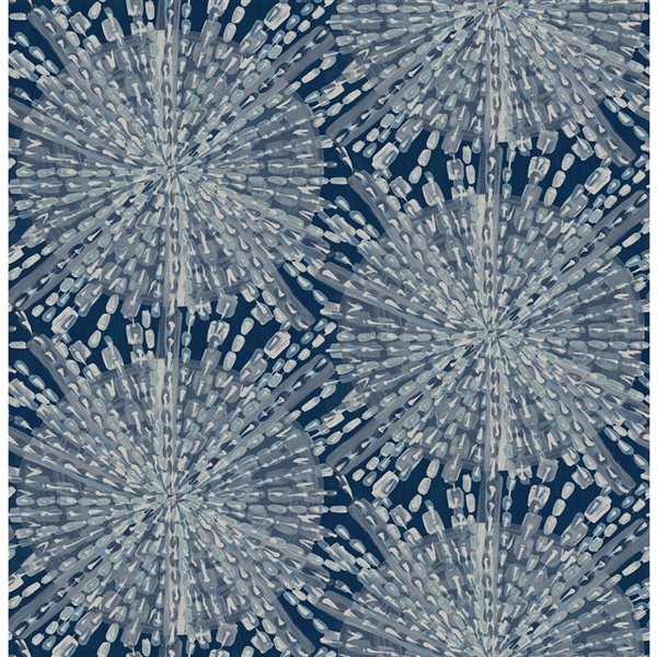 Papier peint autocollant Sunburst par LiLi WhittWhitt en vinyle bleu marine  à motif géométrique de 30.75pi² LLS4116