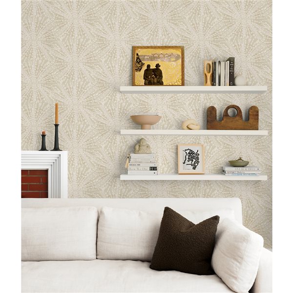 Lili WhittWhitt Sunburst 30.75-sq. ft. Gold Vinyl Geometric Peel and Stick Wallpaper