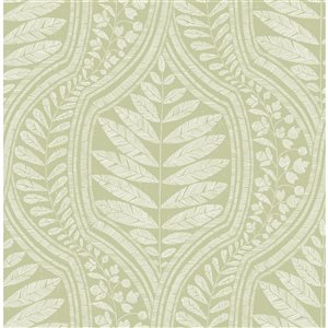 Scott Living Foliate 30.75-sq. ft. Green Vinyl Textured de vignes 3D Peel and Stick Wallpaper