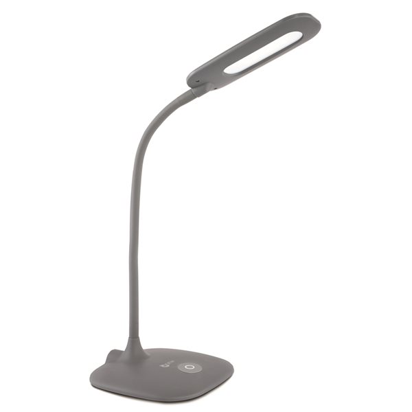 Lampe de bureau réglable de 12 po Soft Touch par OttLite gris foncé à DEL avec abat-jour en résine