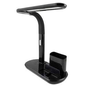 OttLite 18-in Adjustable Black Touch USB Standard LED Desk Lamp with Resin Shade