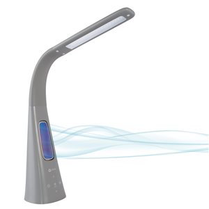 OttLite 26.5-in Grey Touch Standard LED Desk Lamp with Resin Shade and Fan