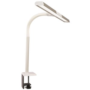 OttLite 24.3-in Adjustable White Touch Clip LED Desk Lamp with Resin Shade