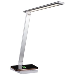OttLite 22-in Adjustable Silver Touch LED Desk Lamp with Resin Shade