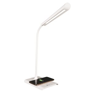 OttLite Wellness Series 21-in Adjustable White Touch Standard DEL Desk Lamp with Resin Shade