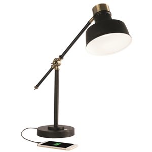 Lampe de bureau réglable de 18 po Wellness Series par OttLite noir à DEL avec abat-jour en métal