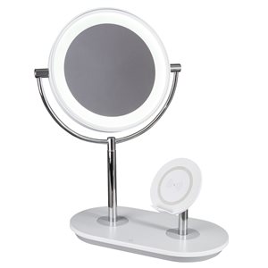 Miroir de comptoir pour salle de bain par OttLite à DEL de 10 po x 16 po blanc mat à double face